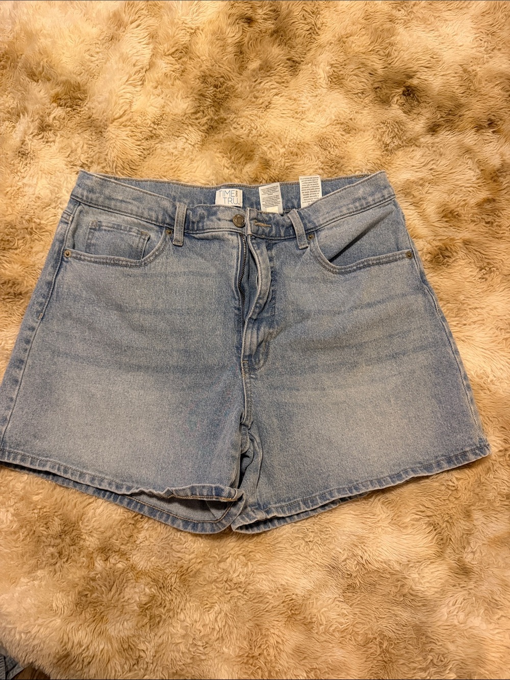 Time and Tru Light Blue High-Rise Denim Shorts
